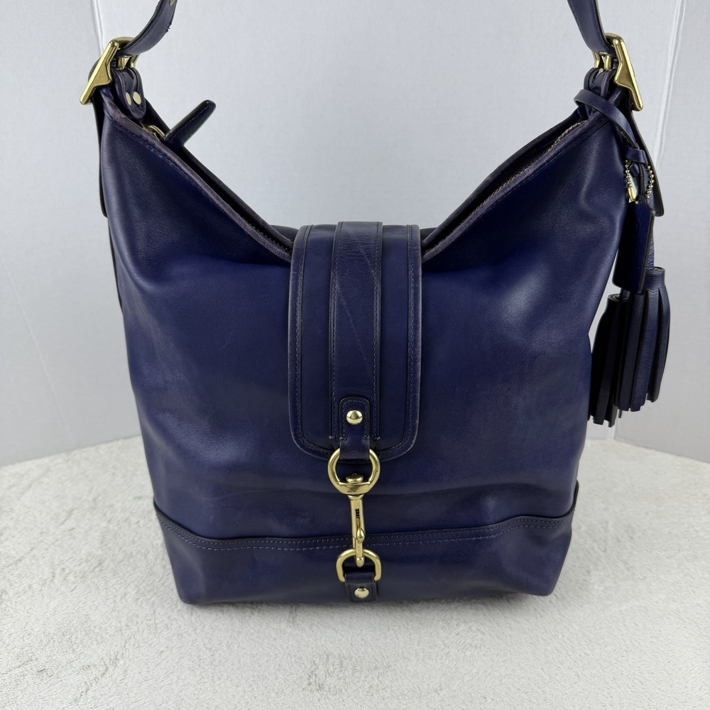 Coach Legacy Duffle Leather Purple Shoulder‎ Crossbody Handbag 23420 Tassels